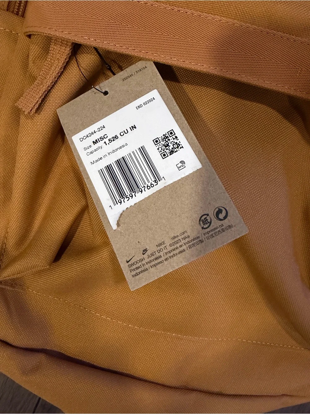 Nike Heritage Backpack Unisex Sports Bag Casual Travel Bag Brown Tan NWT School